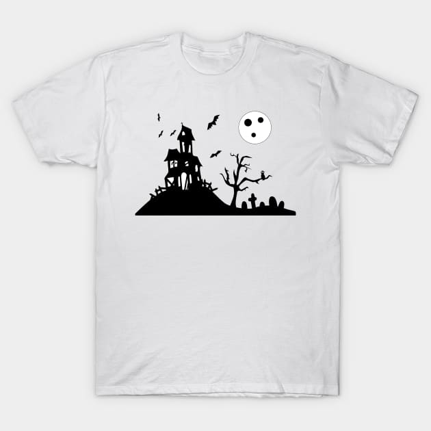 Haunted House (black and white) T-Shirt by SakuraDragon